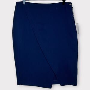NWT DKNY Navy Optical Allusion Crepe Skirt Size 10 minimal office career work